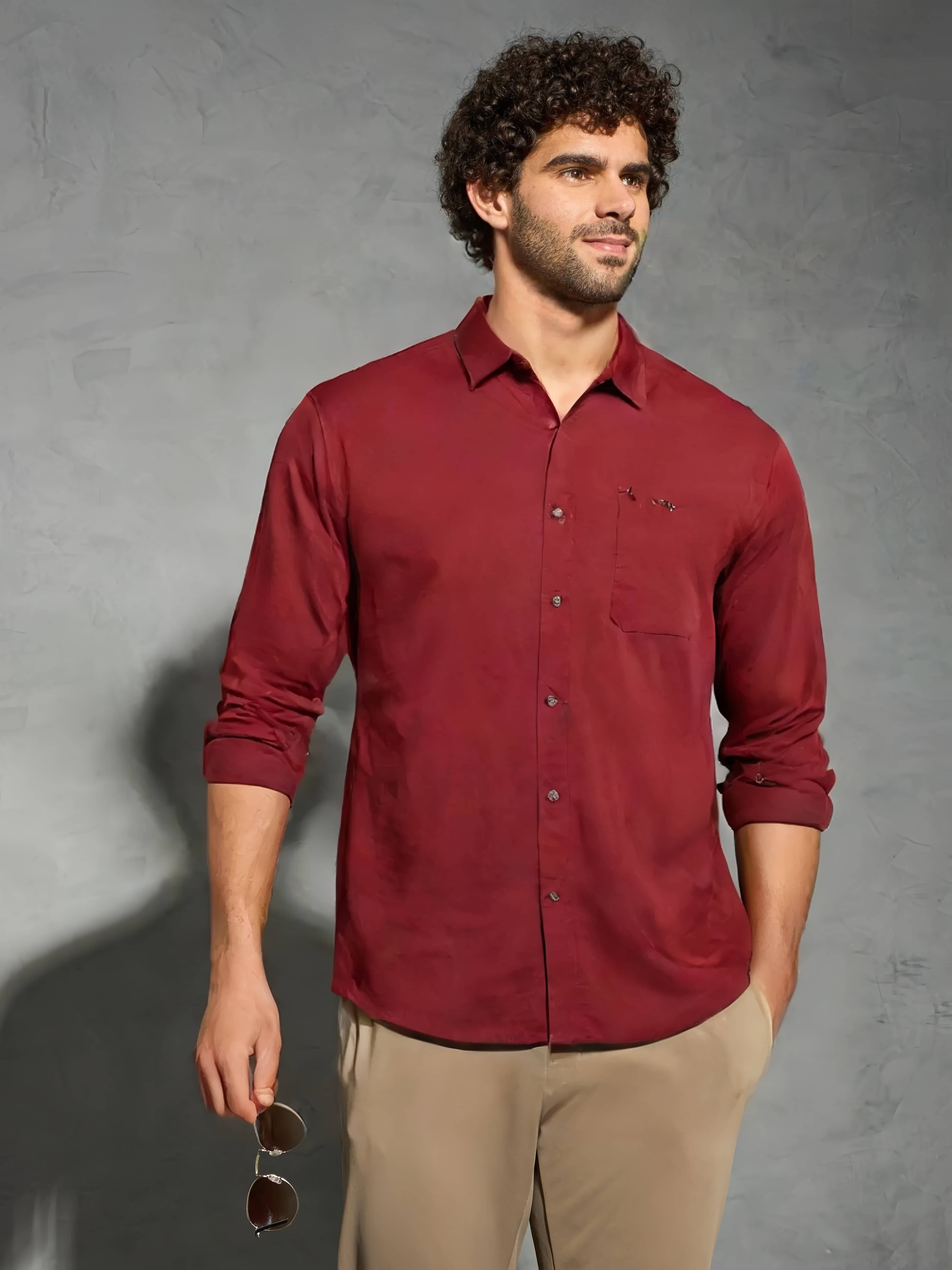 NEW-18 100% Cotton Regular Fit Solids Full Sleeves Men's Casual Shirt - Red ( Pack of 1 ) NEW-18 100% Cotton Regular Fit Solids Full Sleeves Men's Casual Shirt - Red ( Pack of 1 )