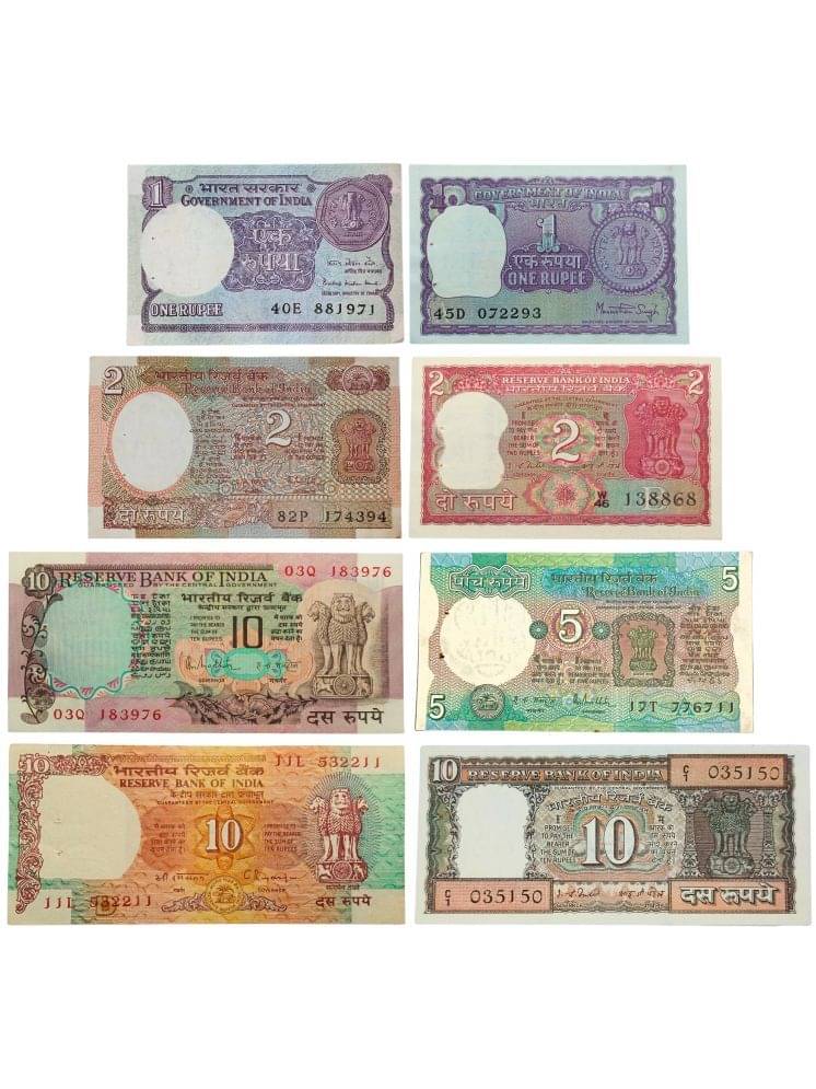 NOTAPHILY Rare Authentic Vintage Set of 1,2,5,10 Rupees (8 Pieces SET) in UNC Condition NOTAPHILY Rare Authentic Vintage Set of 1,2,5,10 Rupees (8 Pieces SET) in UNC Condition