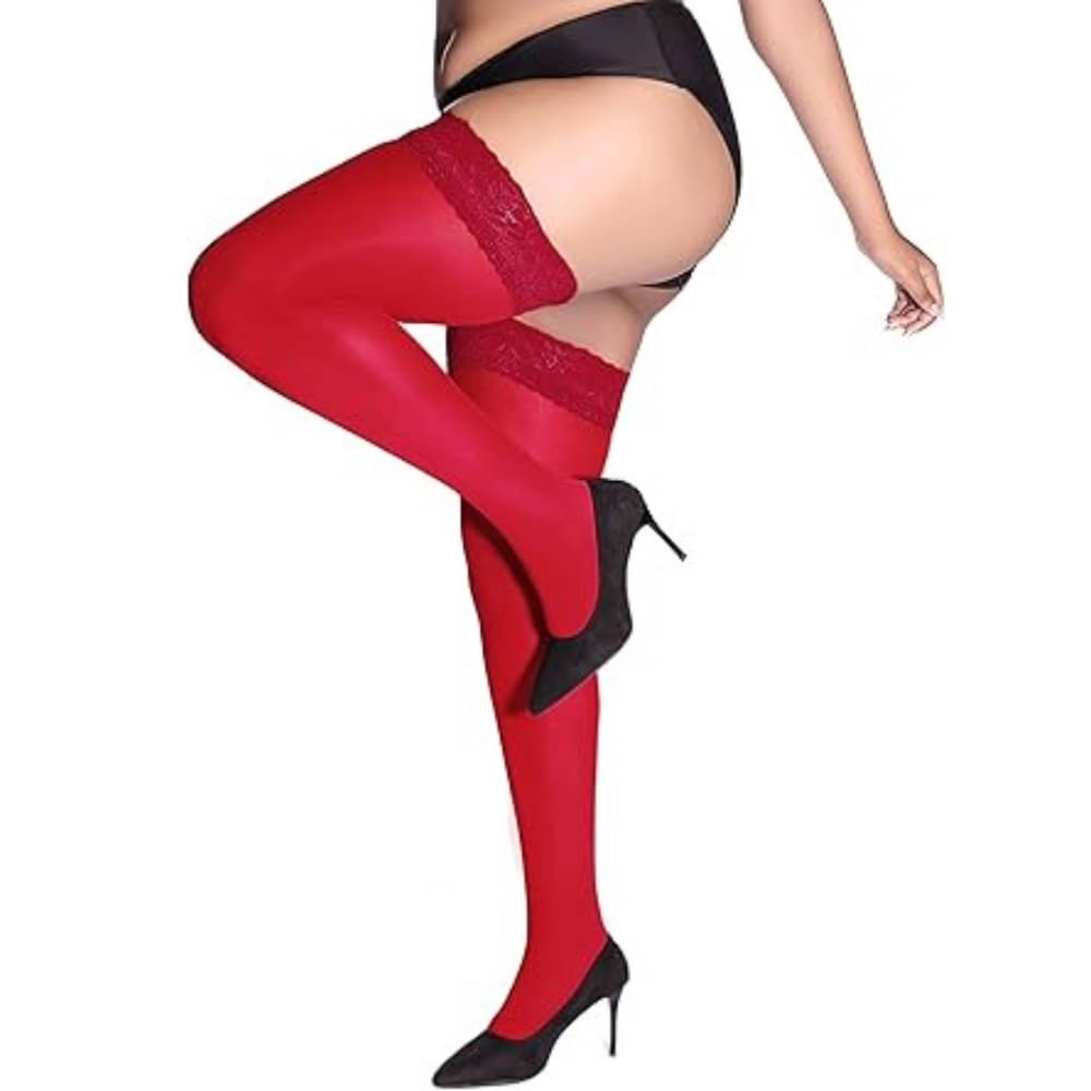     			Neska Moda Pack of 1 Women's Nylon Half length Stockings ( Red )