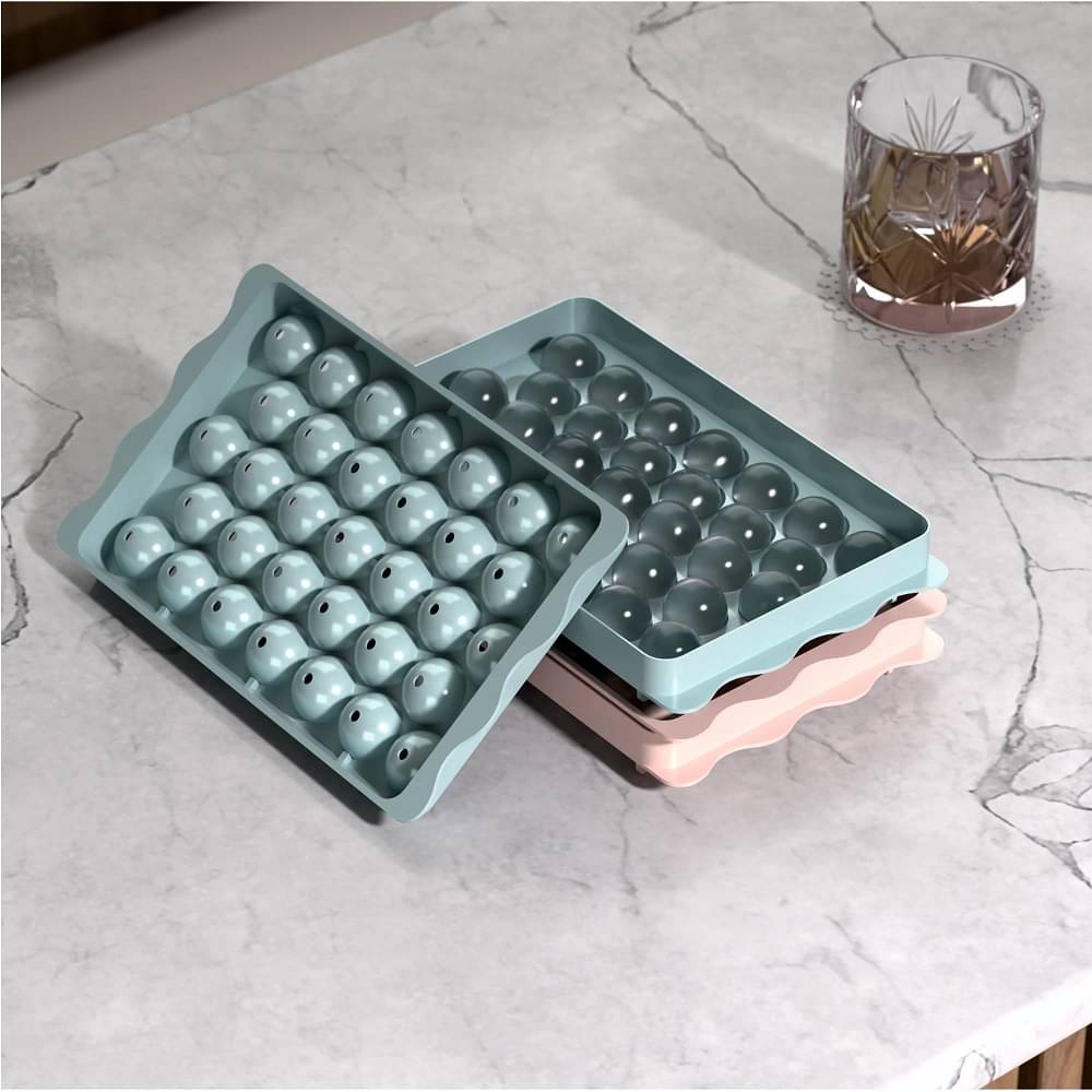     			OFFYX Round Ice Cube Tray Dark Green 2 Pcs