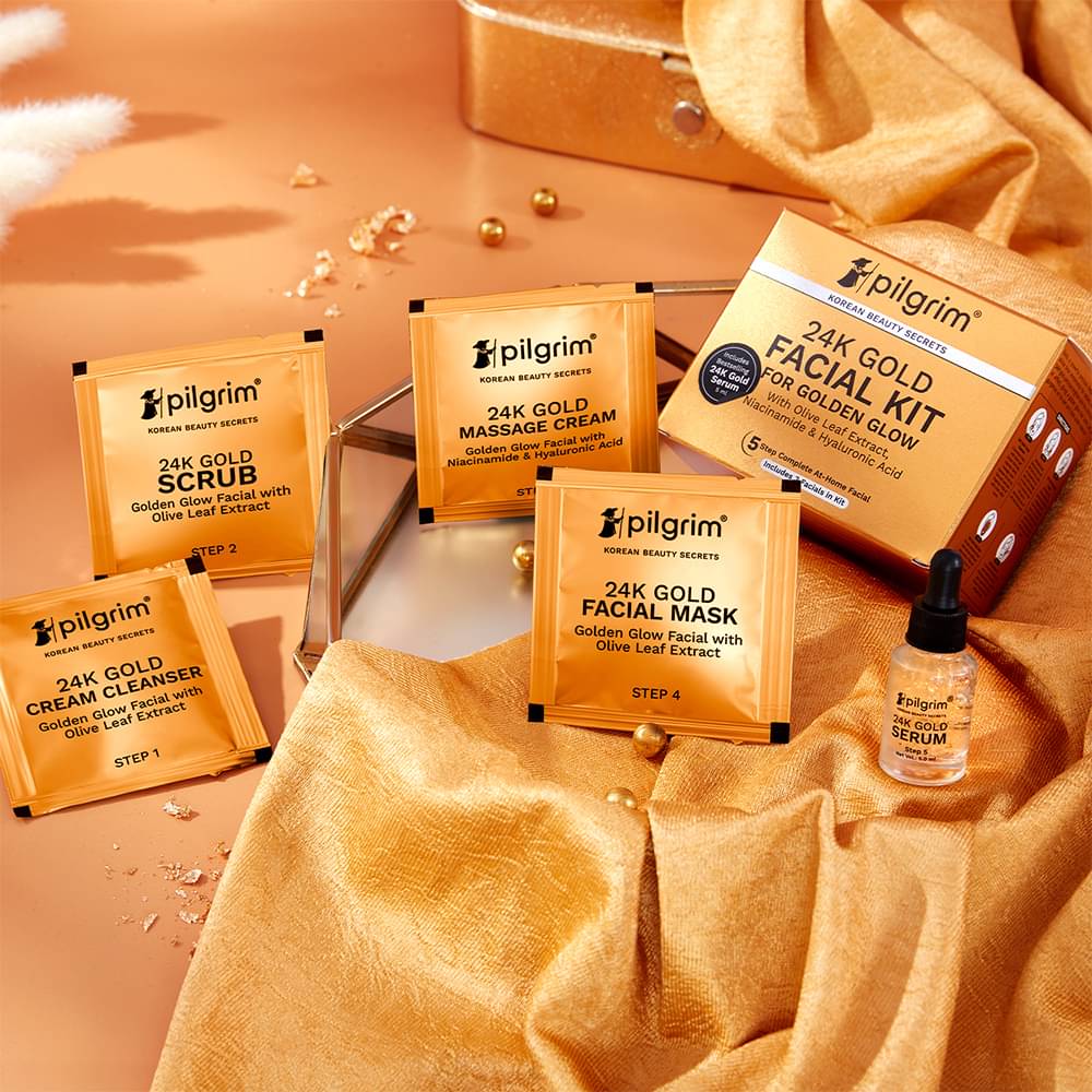 PILGRIM 3 Times Use Facial Kit For All Skin Type Gold 28 ( Pack of 1 ) PILGRIM 3 Times Use Facial Kit For All Skin Type Gold 28 ( Pack of 1 )