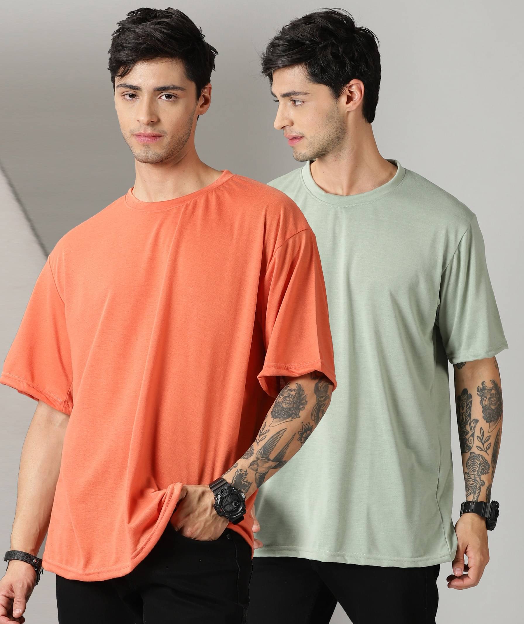 RodZen Cotton Blend Oversized Fit Solid Half Sleeves Men's Round T-Shirt - Multicolor13 ( Pack of 2 ) RodZen Cotton Blend Oversized Fit Solid Half Sleeves Men's Round T-Shirt - Multicolor13 ( Pack of 2 )