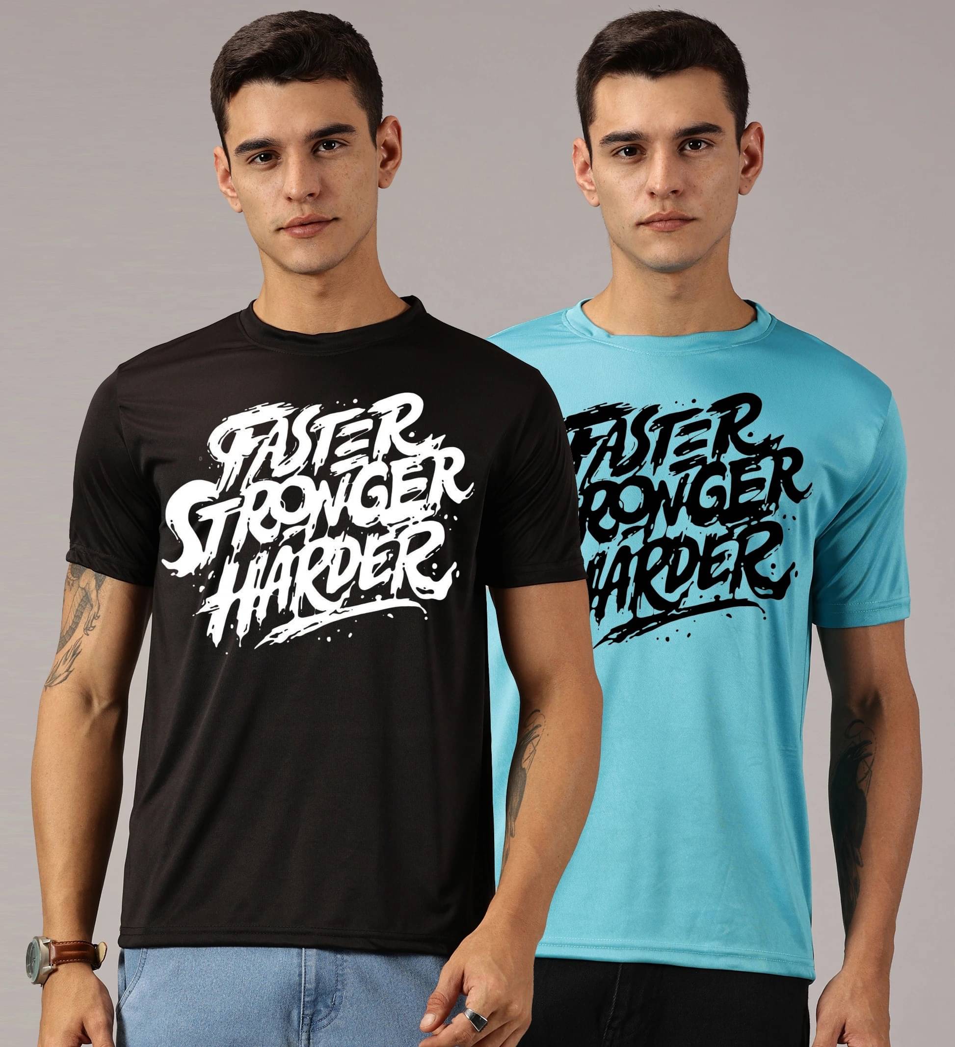     			RodZen Polyester Regular Fit Printed Half Sleeves Men's Round T-Shirt - Multicolor2 ( Pack of 2 )