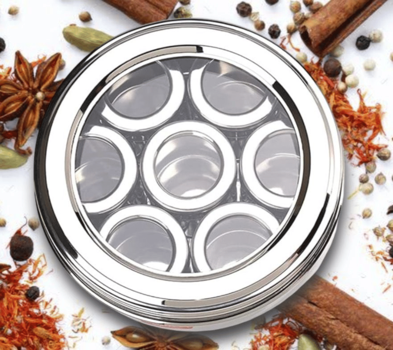     			STEEPLE Steel Silver Spice Container ( Set of 7 )