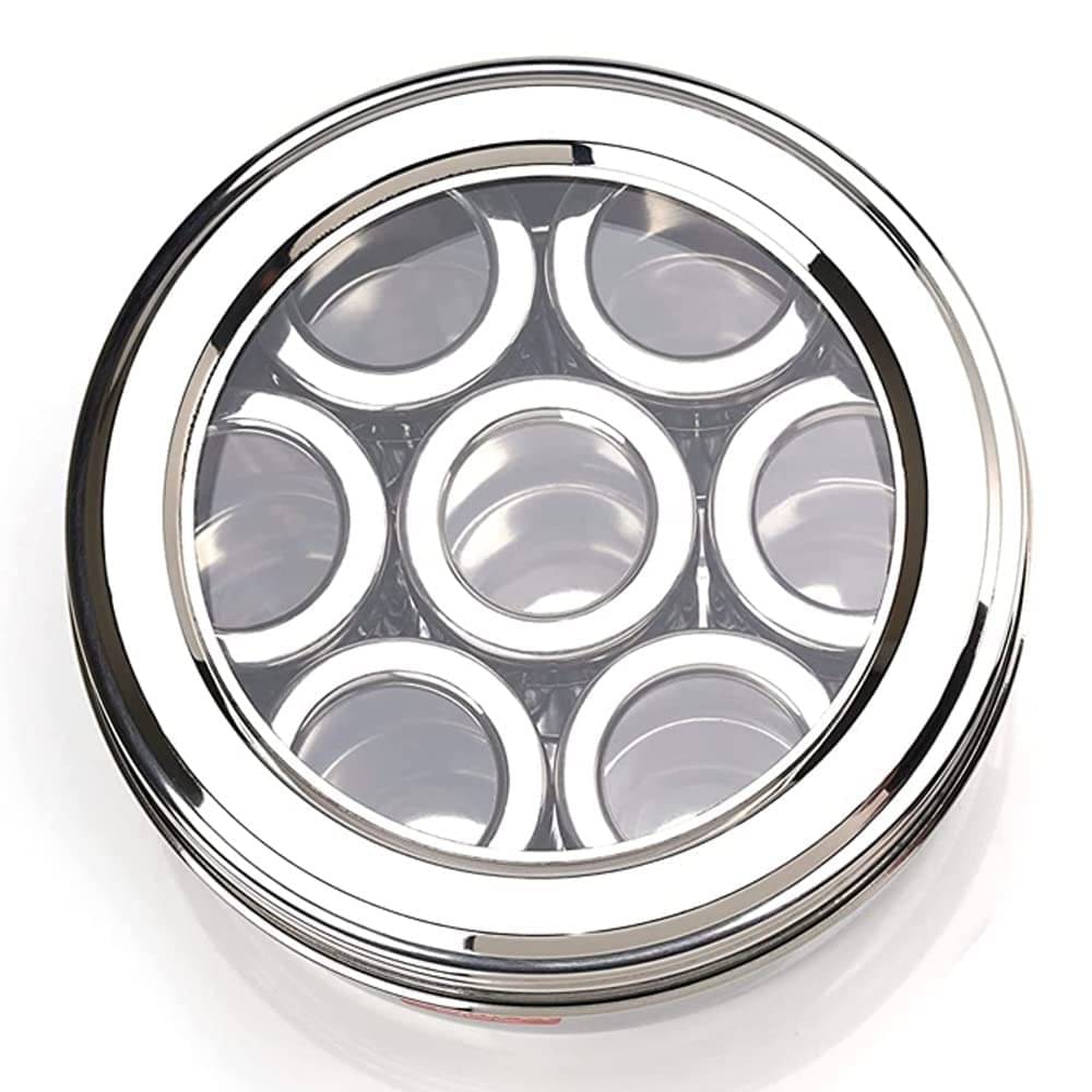     			STEEPLE Steel Silver Spice Container ( Set of 7 )