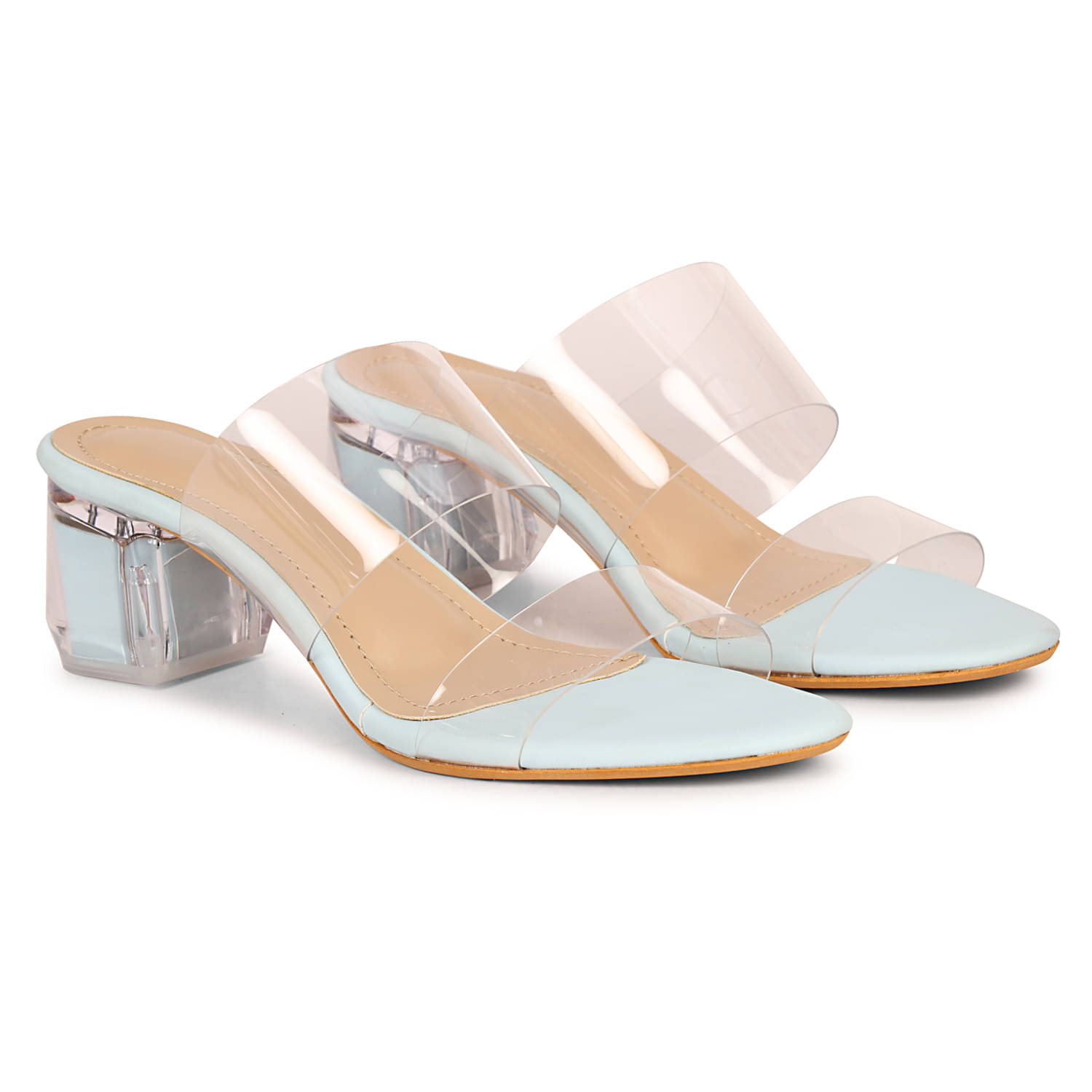     			Saheb Light Blue Women's Slip On Heels