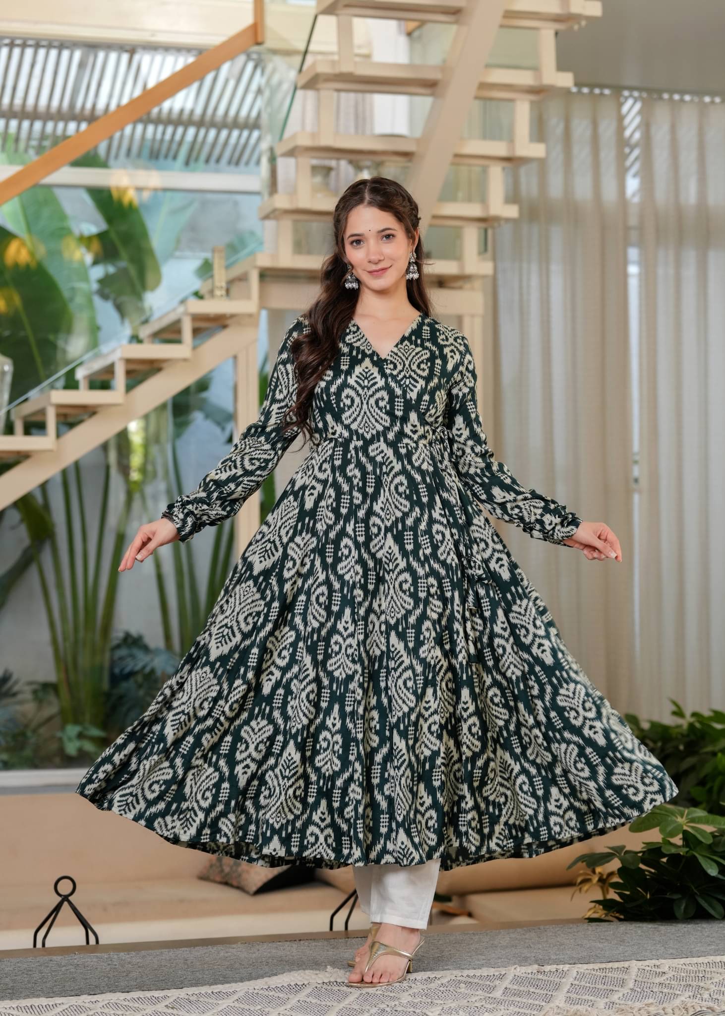 Sitaram Designer Cotton Printed Kurti With Pants Women's Stitched Salwar Suit - Green ( Pack of 1 )     			Sitaram Designer Cotton Printed Kurti With Pants Women's Stitched Salwar Suit - Green ( Pack of 1 )