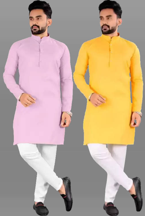 TIGERSNAKE Muticolor Cotton Blend Men's Regular Kurta ( Pack of 2 ) TIGERSNAKE Muticolor Cotton Blend Men's Regular Kurta ( Pack of 2 )