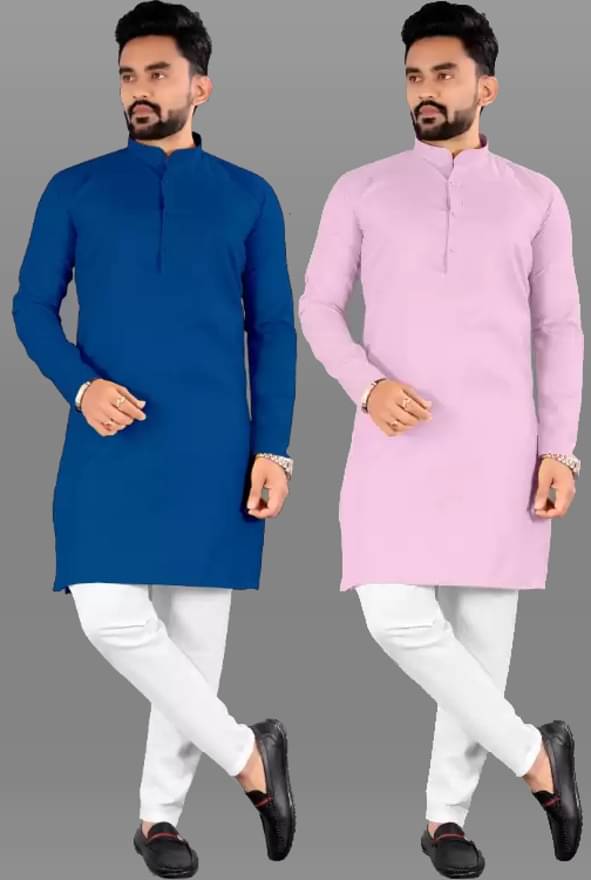 TIGERSNAKE Muticolor Cotton Blend Men's Regular Kurta ( Pack of 2 ) TIGERSNAKE Muticolor Cotton Blend Men's Regular Kurta ( Pack of 2 )