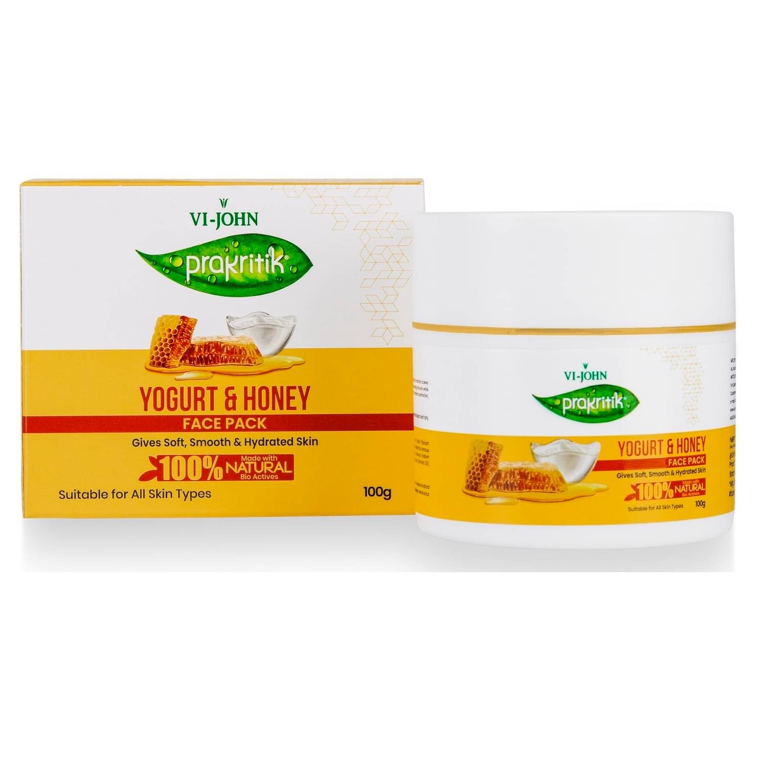     			Vi-John Prakritik Yogurt & Honey Face Pack Tan & Blackheads Removal For All Skin Type, 100gm (Pack of 1)