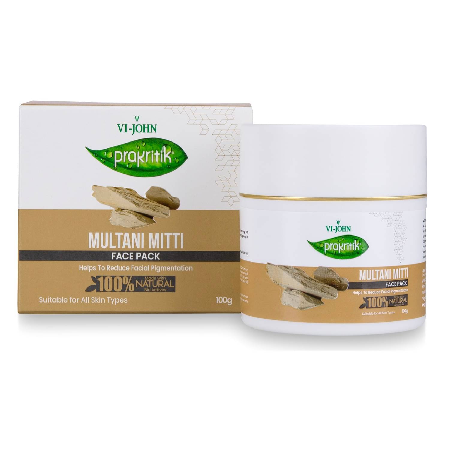 Vi-John Prakritik Multani Mitti Face Pack Glowing & Acne-Free Skin Suitable For All Skin Type, 100gm (Pack of 1) Vi-John Prakritik Multani Mitti Face Pack Glowing & Acne-Free Skin Suitable For All Skin Type, 100gm (Pack of 1)
