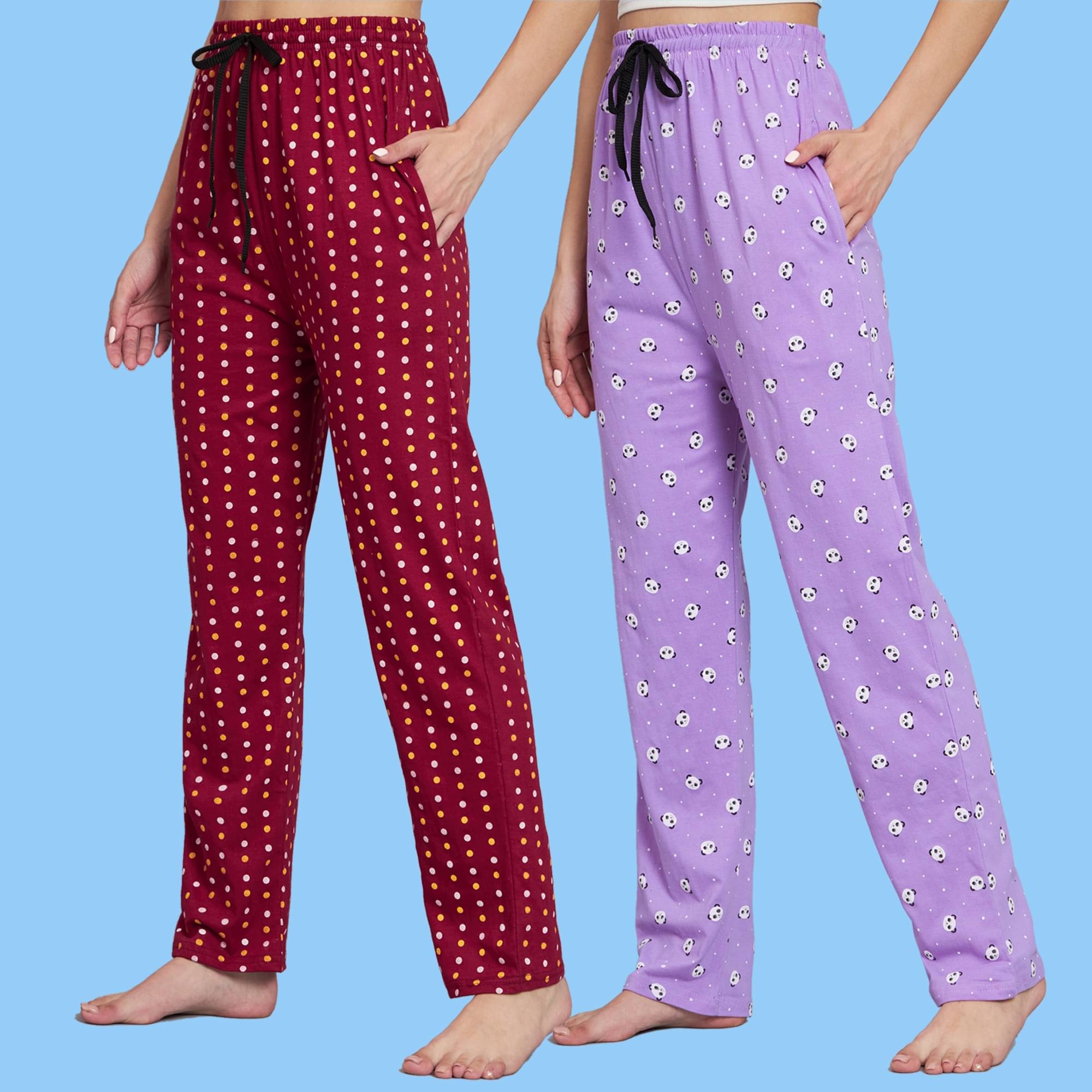     			ZEPPI Multicolor Cotton Women's Nightwear Pyjama ( Pack of 2 )