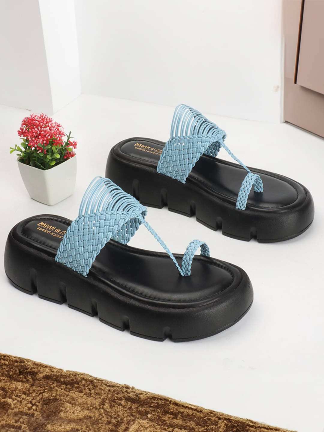     			madam glorious Blue Women's Flats