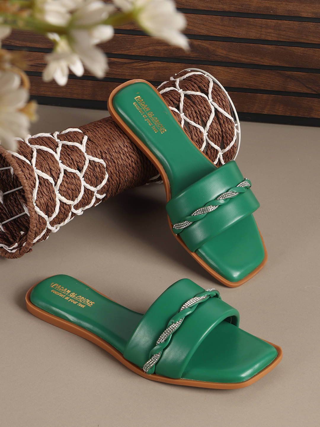     			madam glorious Green Women's Flats