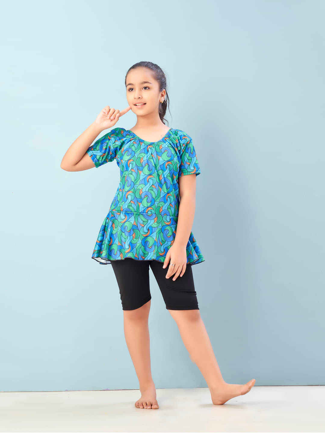     			Aarika Green One Piece Swimming Costume