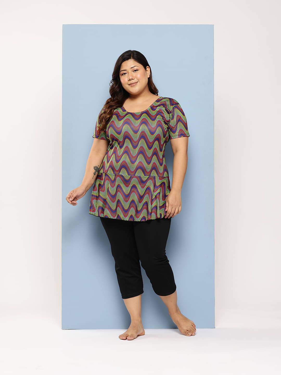     			Aarika Green One Piece Swimming Costume