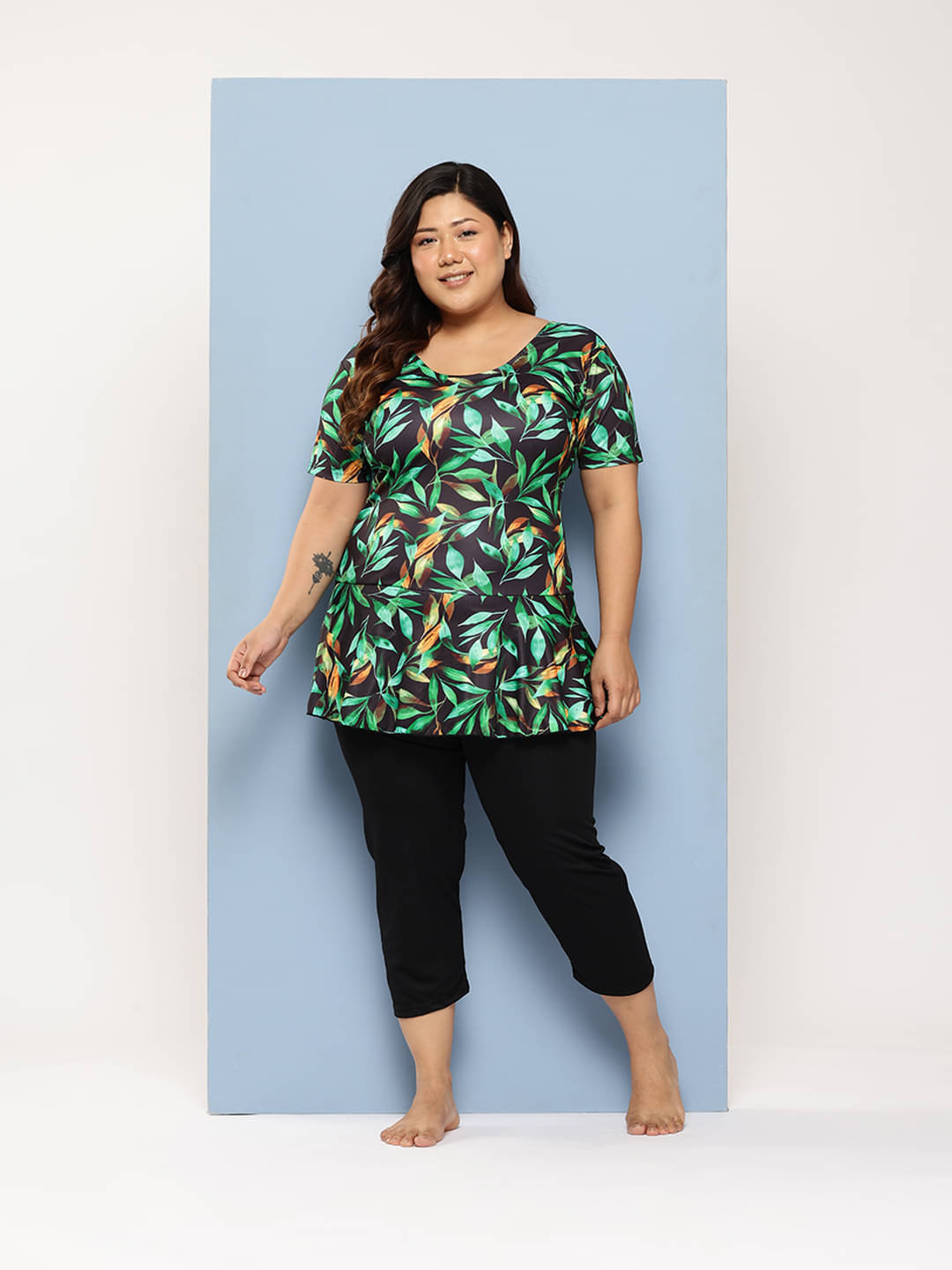     			Aarika Green One Piece Swimming Costume