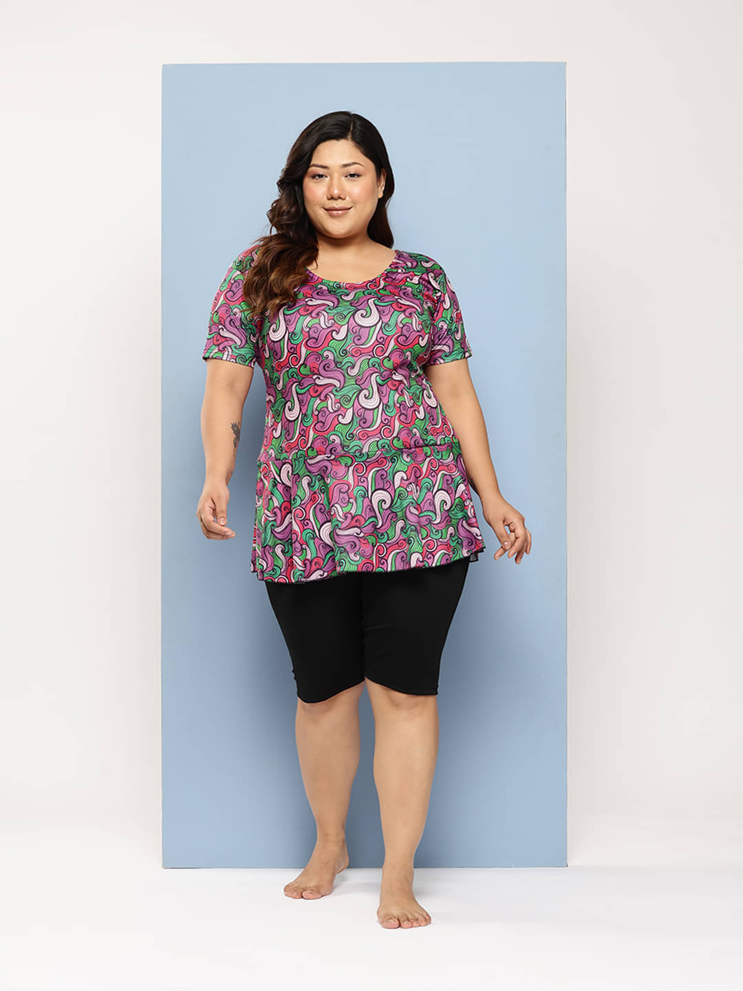     			Aarika Purple One Piece Swimming Costume