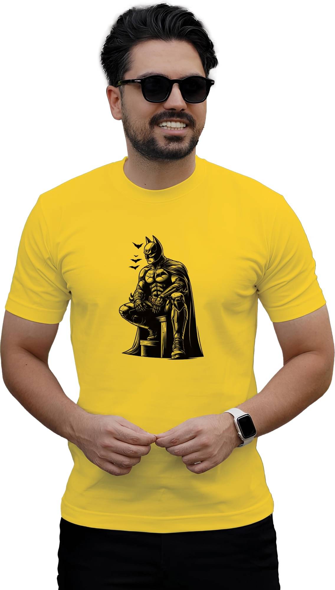     			BINAYAK Cotton Regular Fit Printed Half Sleeves Men's Round T-Shirt - Yellow ( Pack of 1 )