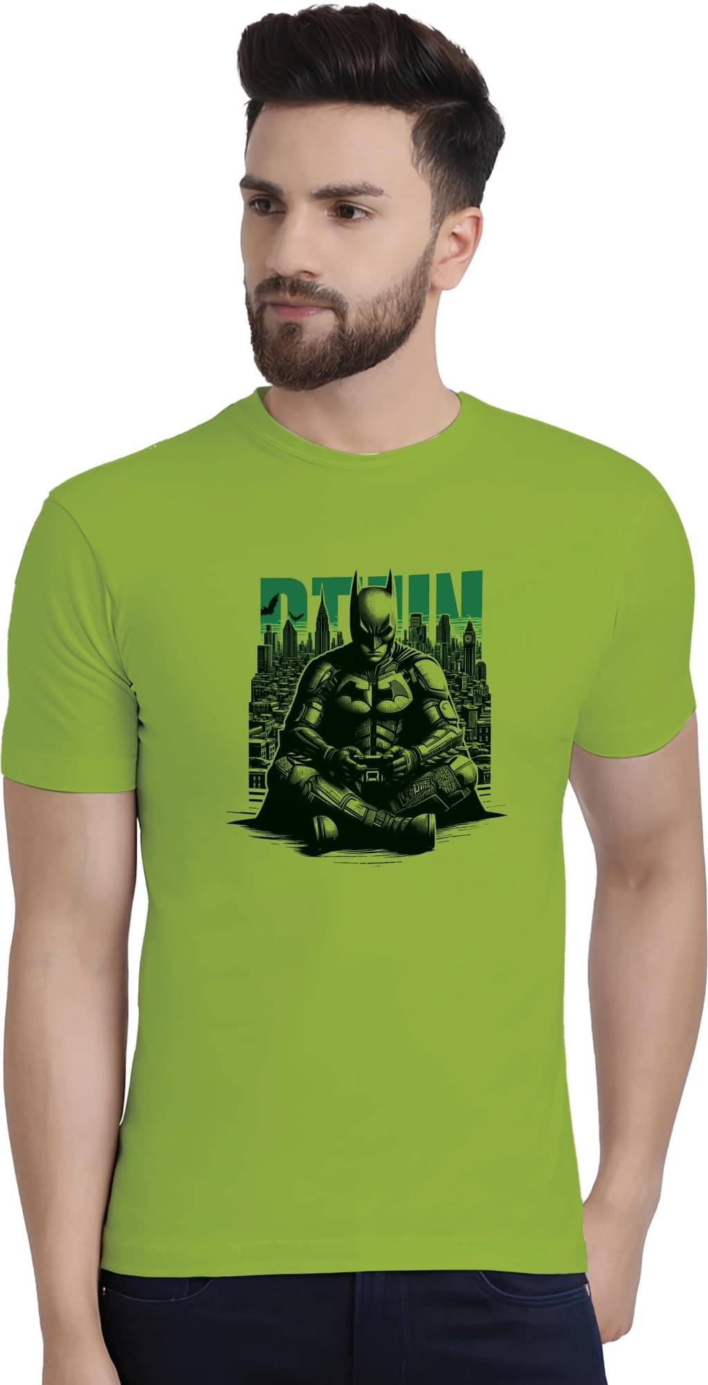     			BINAYAK Cotton Regular Fit Printed Half Sleeves Men's Round T-Shirt - Green ( Pack of 1 )