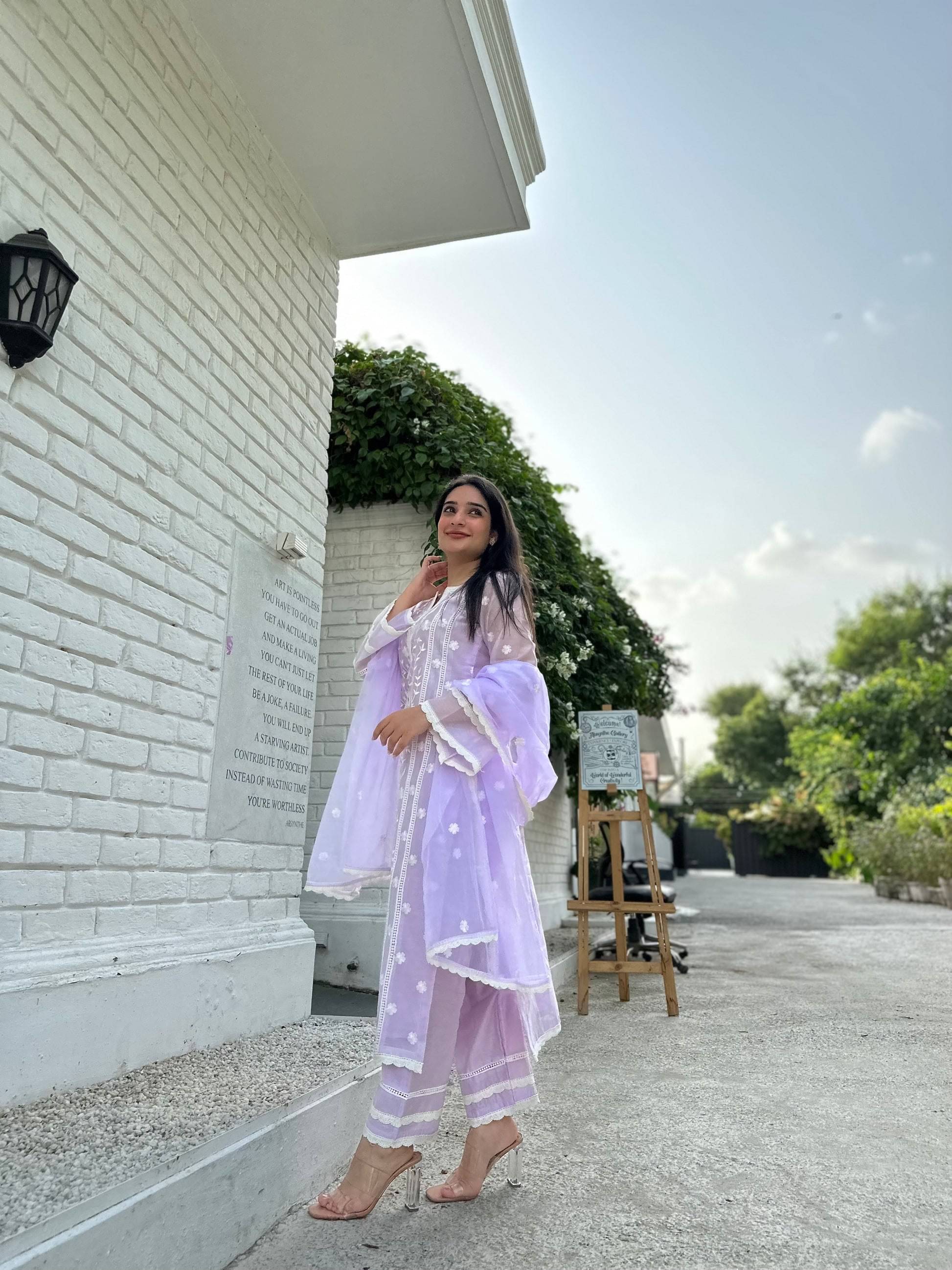 BOUGHT FIRST Pack of 1 Organza Embroidered Straight Women's Kurti with Dupatta - ( Lavender ) BOUGHT FIRST Pack of 1 Organza Embroidered Straight Women's Kurti with Dupatta - ( Lavender )