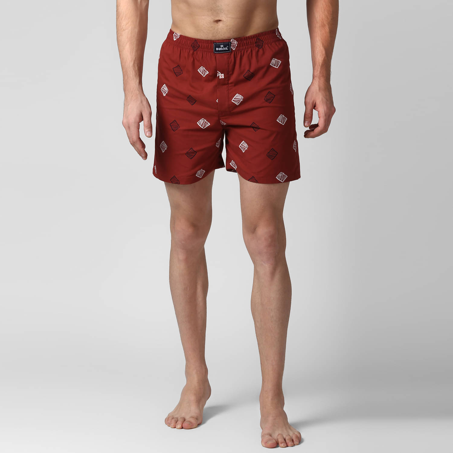     			BUKKL Pack of 1 Cotton Boxers For Men's ( Red )