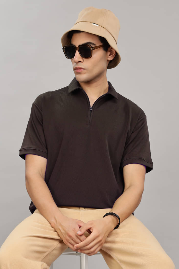 CATBUNNY Pack of 1 Cotton Blend Regular Fit Solid Half Sleeves Men's Polo T Shirt ( Brown ) CATBUNNY Pack of 1 Cotton Blend Regular Fit Solid Half Sleeves Men's Polo T Shirt ( Brown )