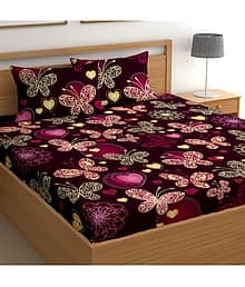 CG HOMES Cotton 1 Double Bedsheet with 2 Pillow Covers ( Pink )