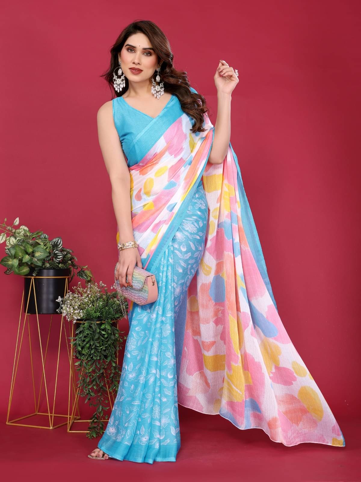 DIKONA DESIGNER Chiffon Printed Saree With Unstitched Blouse Piece ( Aqua Blue ) DIKONA DESIGNER Chiffon Printed Saree With Unstitched Blouse Piece ( Aqua Blue )