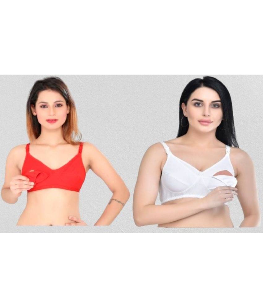 Desiprime - Multicolor Cotton Solid Women's Maternity Bra ( Pack of 2 ) Desiprime - Multicolor Cotton Solid Women's Maternity Bra ( Pack of 2 )
