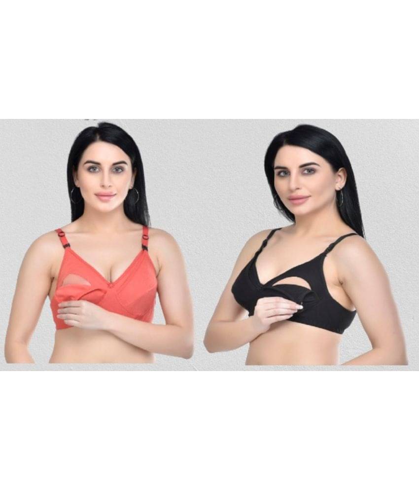 Desiprime - Multicolor Cotton Solid Women's Maternity Bra ( Pack of 2 ) Desiprime - Multicolor Cotton Solid Women's Maternity Bra ( Pack of 2 )