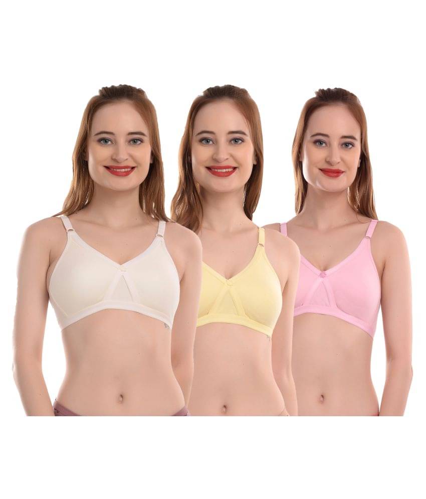 Elina Pack of 3 Cotton Non Padded Women's T-Shirt Bra ( Multi Color )     			Elina Pack of 3 Cotton Non Padded Women's T-Shirt Bra ( Multi Color )