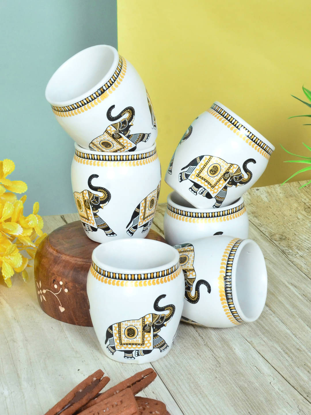     			FABINALIV FLKUD-1003 Ethnic Ceramic Tea Cup 150 ml ( Pack of 6 )