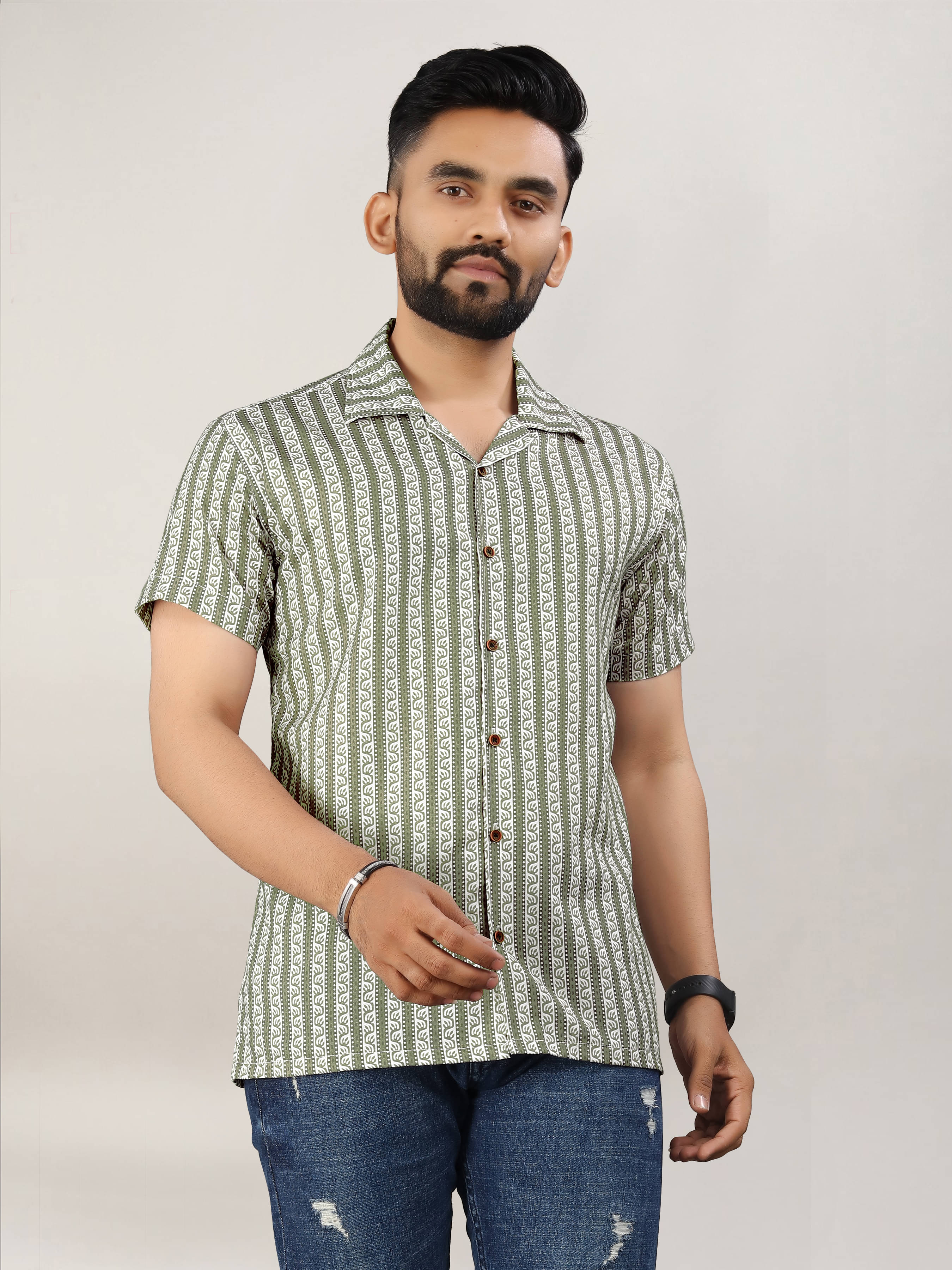     			Fashionfricks Cotton Flex Regular Fit Printed Half Sleeves Men's Casual Shirt - khaki ( Pack of 1 )