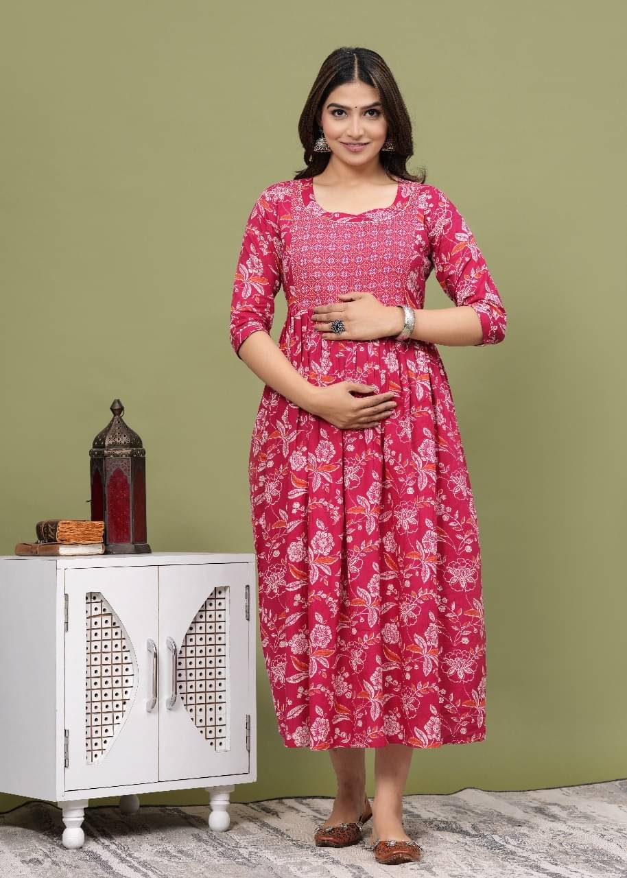     			Fasnesio Pink Cotton Women's Maternity Dress ( Pack of 1 )