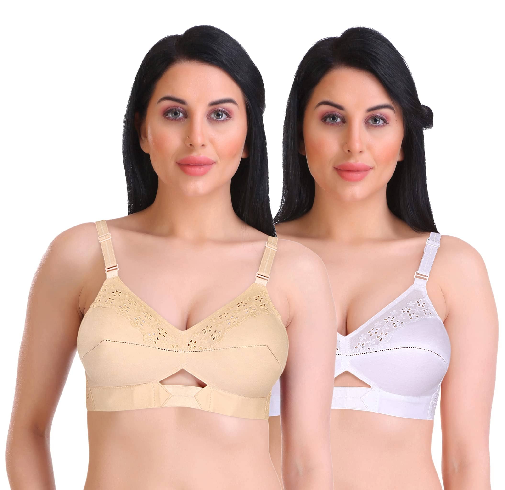 Featherline Pack of 2 Cotton Non Padded Everyday Bra For Women ( Multicolor2 )