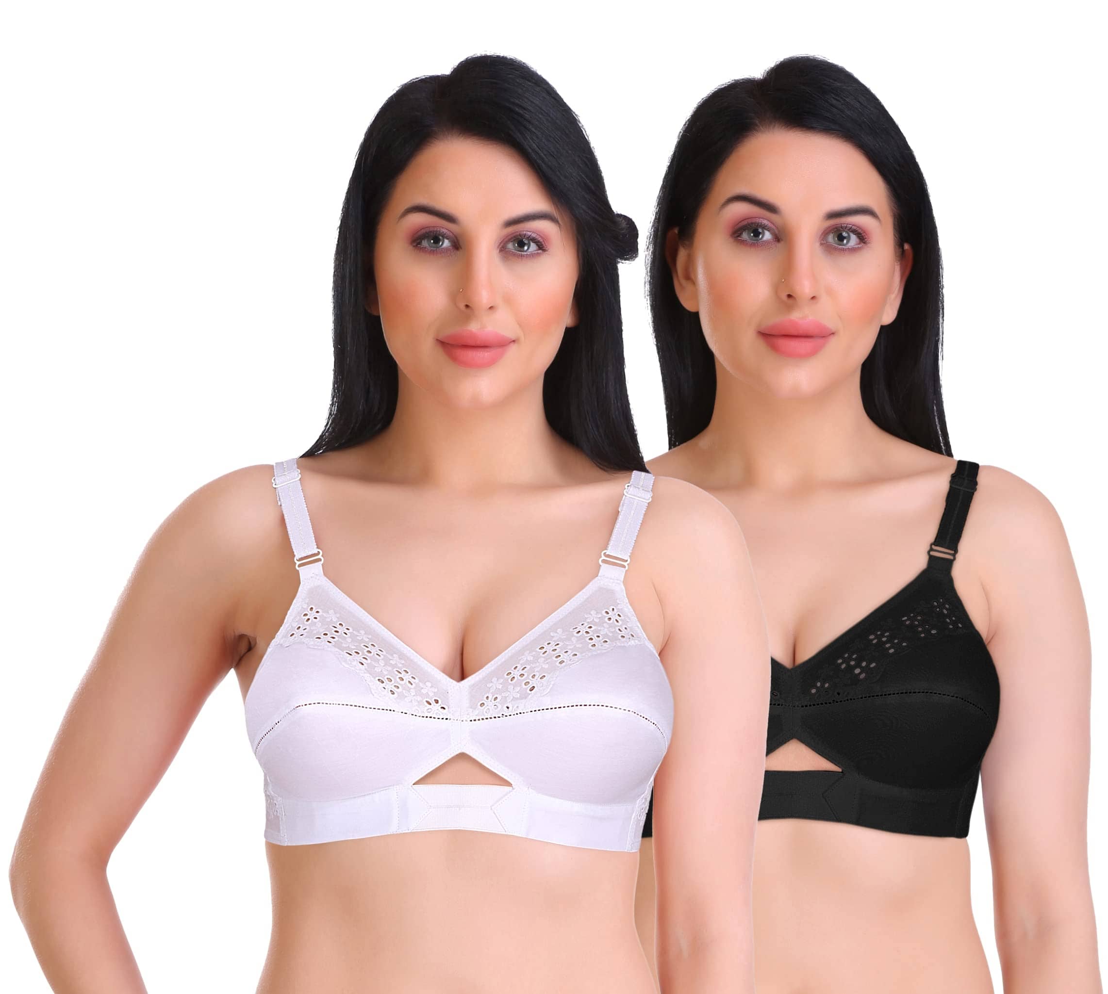 Featherline Pack of 2 Cotton Non Padded Everyday Bra For Women ( Multicolor2 )