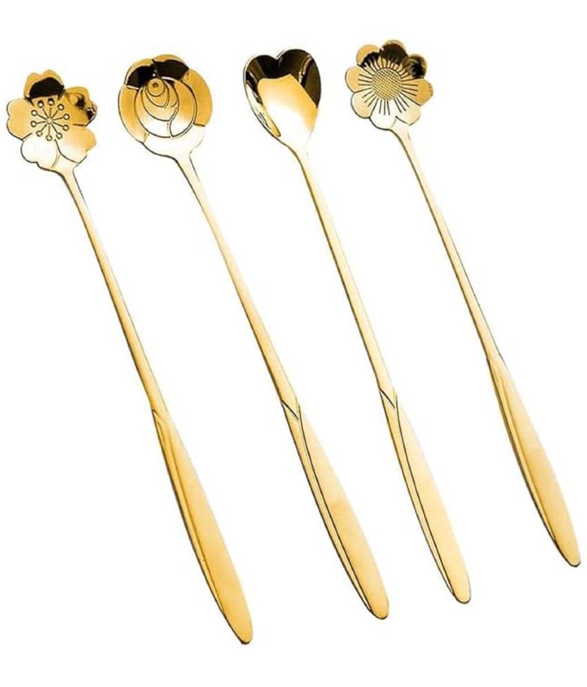     			GKBOSS Stainless Steel Floral Spoons (Pack of 4)