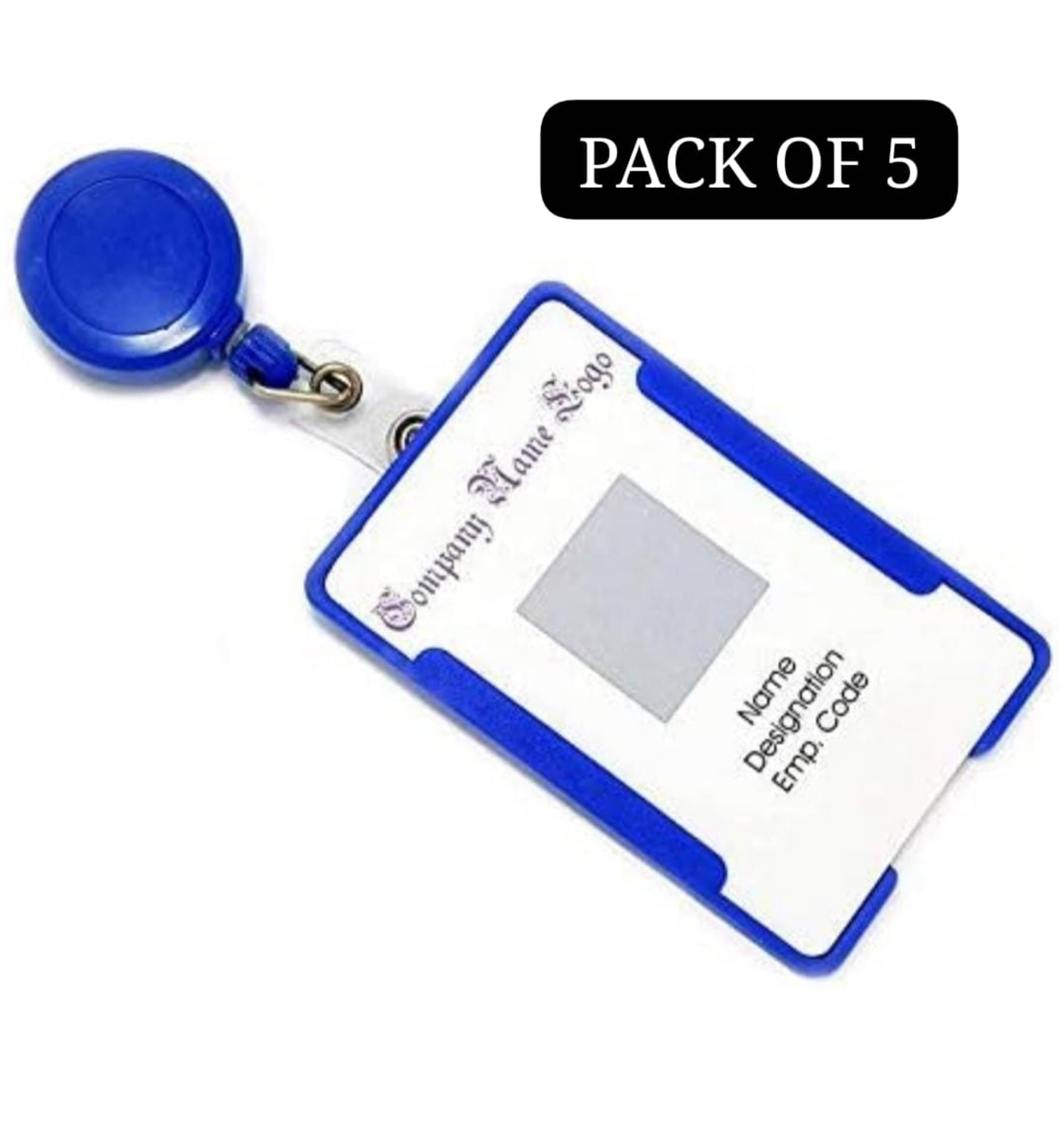     			GMex ID Card Holder (Pack of 5) with Retractable Reel YOYO for Office College Plastic Card Holder ( Pack 5 )