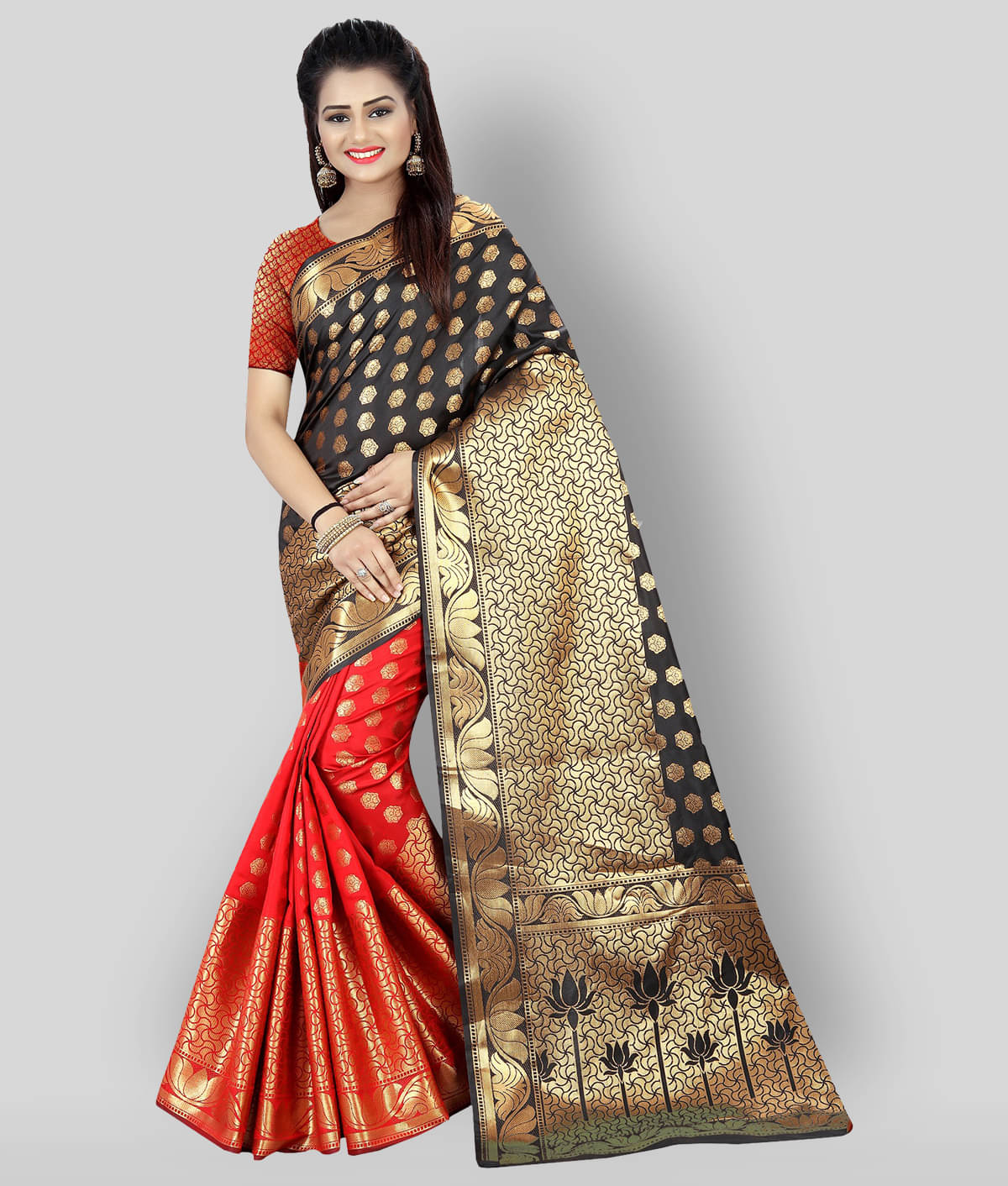Gazal Fashions Banarasi Silk Embellished Saree With Unstitched Blouse Piece ( Multicolor )     			Gazal Fashions Banarasi Silk Embellished Saree With Unstitched Blouse Piece ( Multicolor )