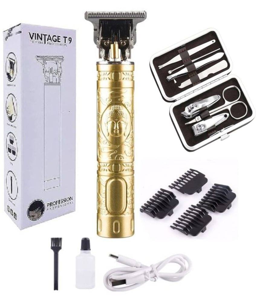     			Hpc T-9 Plastic+7Pcs Kit Gold Cordless Beard Trimmer With 60 minutes Runtime