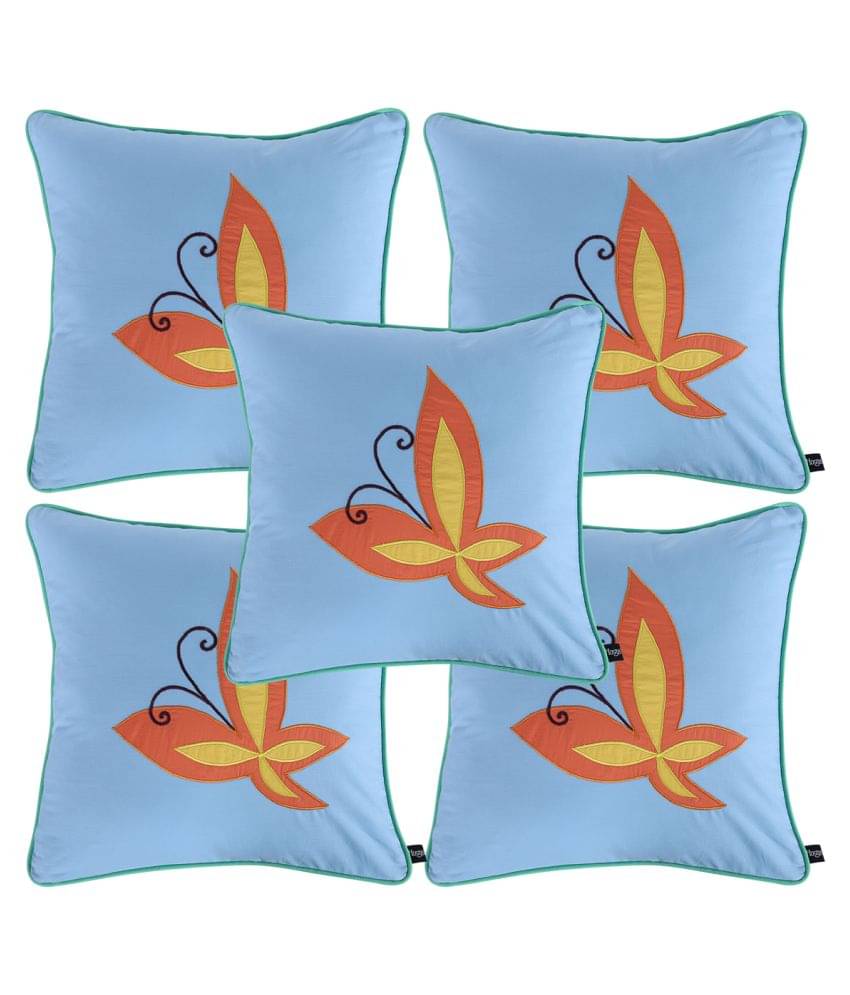     			HUGS N RUGS Set of 5 Cotton PatchWork Square Cushion Cover (40X40)cm - Blue