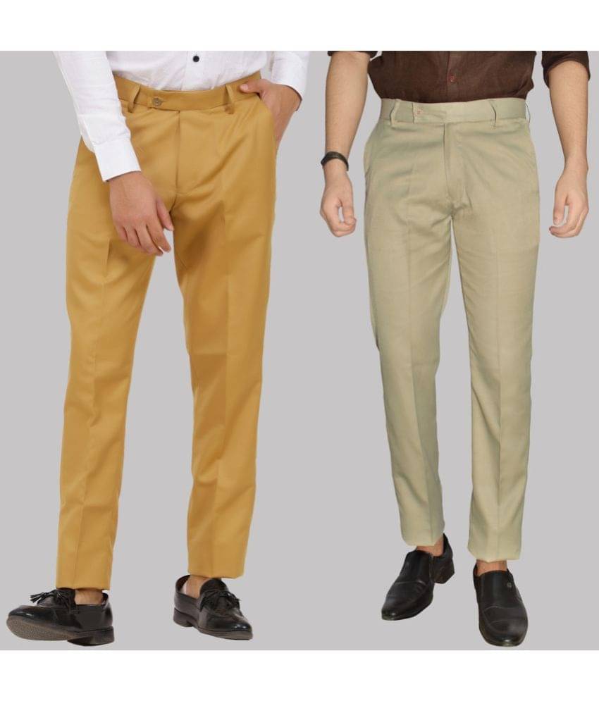     			Kundan - Multicolor Cotton Blend Regular - Fit Men's Formal Pants ( Pack of 2 )