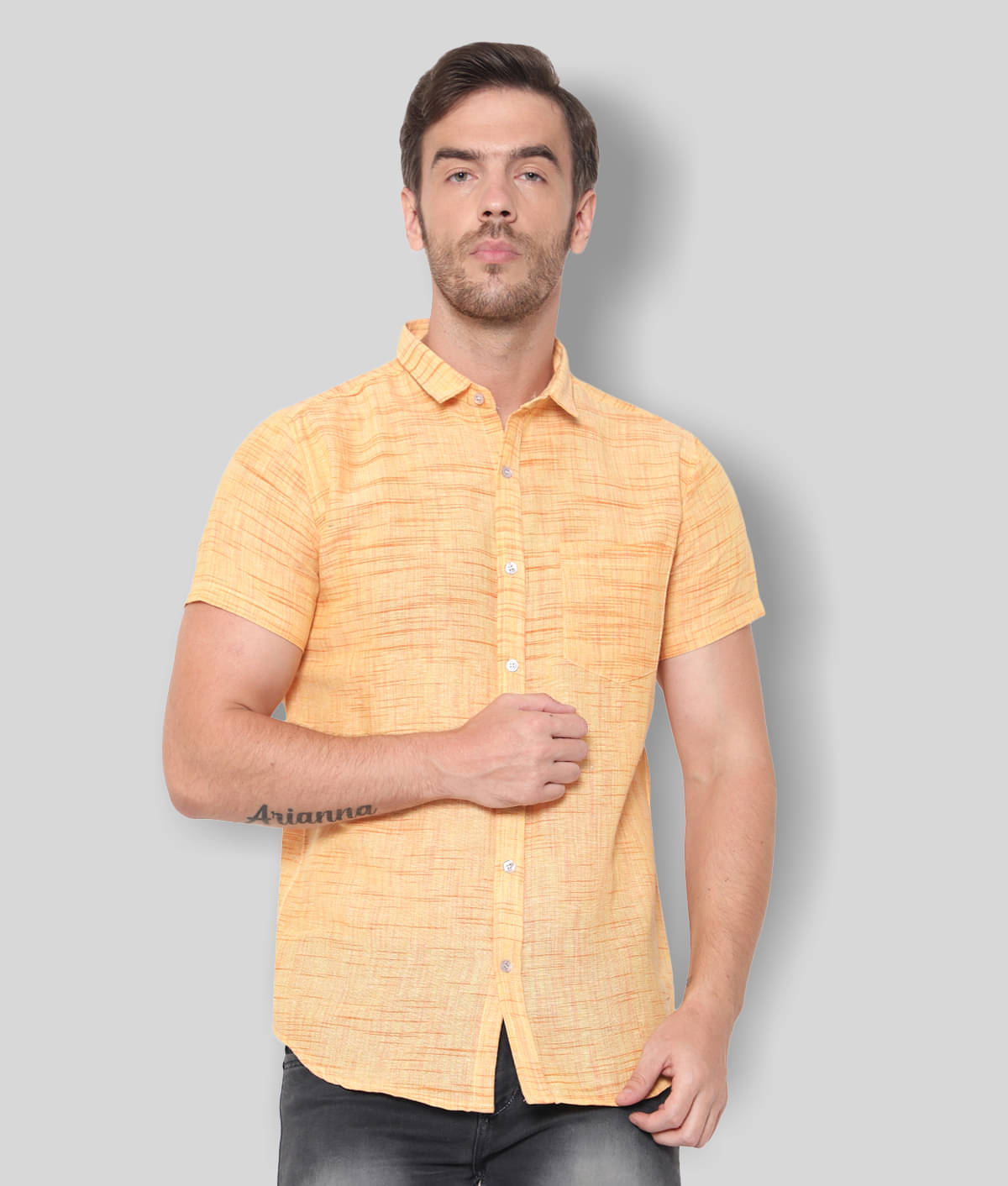 Latest Chikan - Yellow Cotton Blend Regular Fit Men's Casual Shirt (Pack of 1)     			Latest Chikan - Yellow Cotton Blend Regular Fit Men's Casual Shirt (Pack of 1)