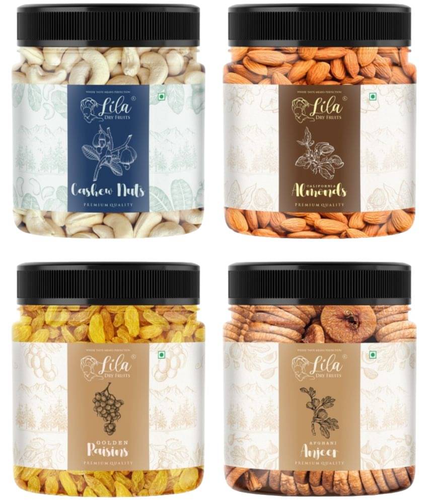     			Lila Dry Fruits Combo (100 Gms x 4) Jar pack |Cashew Almond Fig Raisin