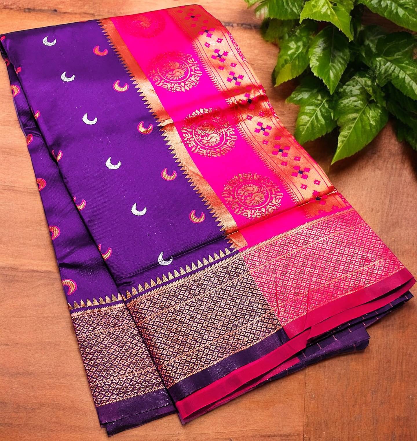     			Mysstre Art Silk Embroidered Saree With Unstitched Blouse Piece ( Purple )