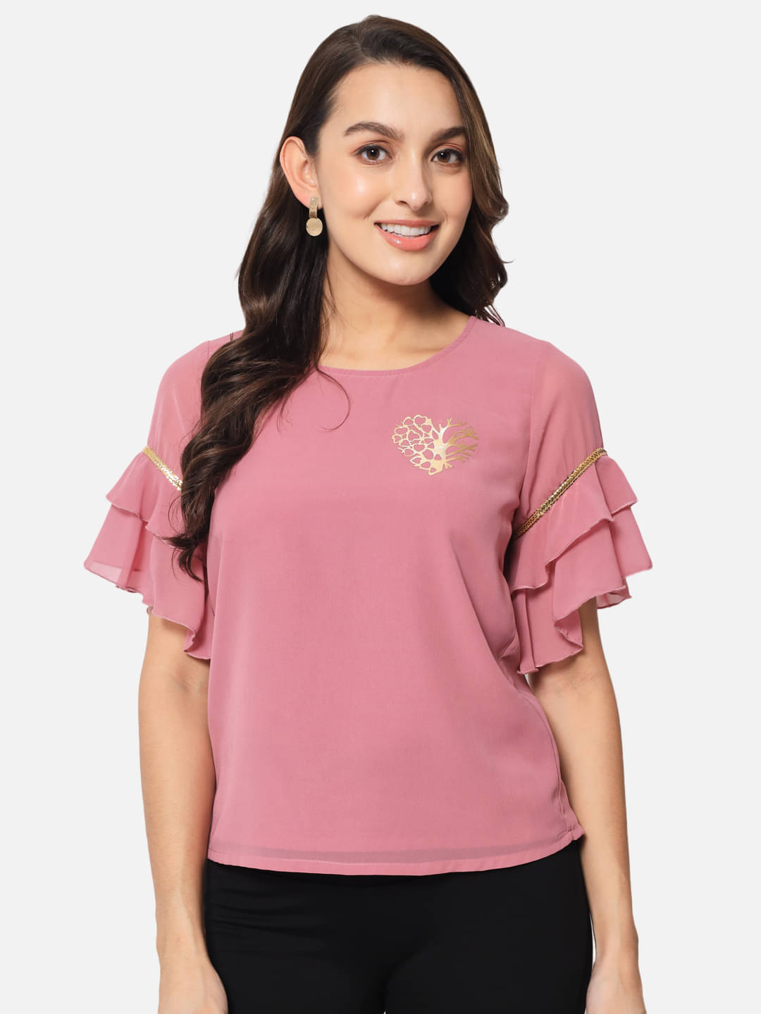 OTIRA Women's Georgette Regular Top ( Pink ) OTIRA Women's Georgette Regular Top ( Pink )