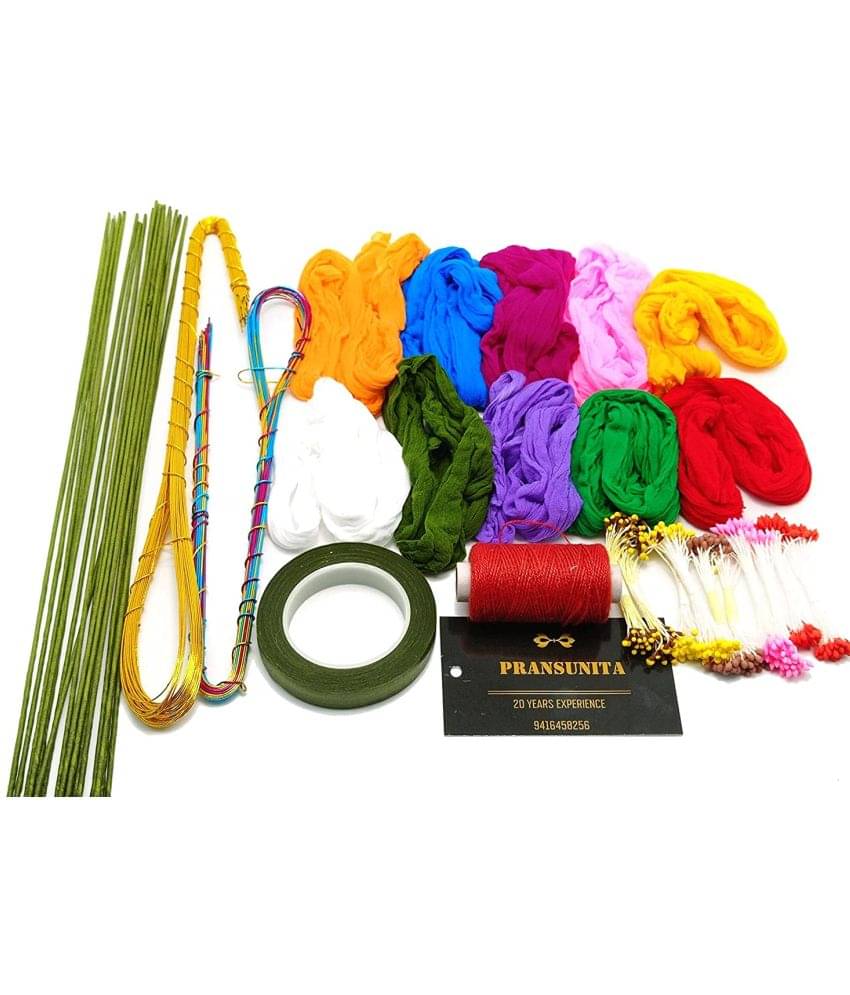     			PRANSUNITA Fabric Complete Stocking Flower Making kit for Beginners ( Pack of 1 )