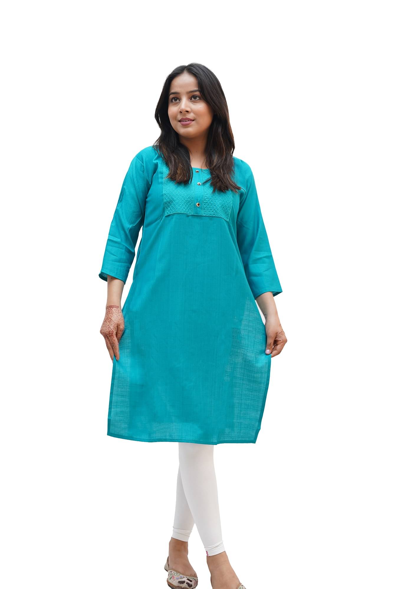 PickALook Pack of 1 Rayon Embroidered Straight Women's Kurti - ( Aqua Blue )     			PickALook Pack of 1 Rayon Embroidered Straight Women's Kurti - ( Aqua Blue )