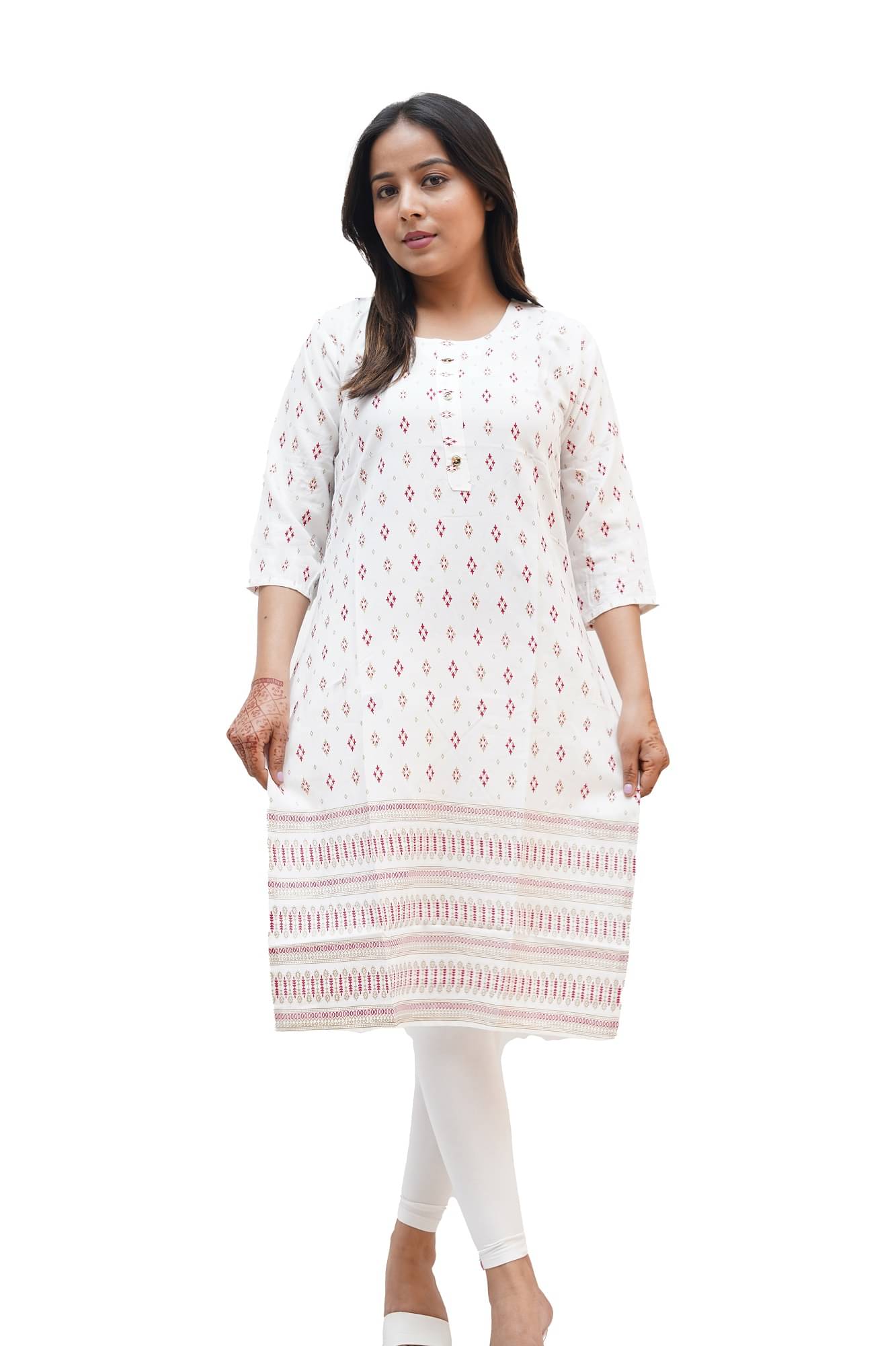 PickALook Pack of 1 Rayon Printed Straight Women's Kurti - ( Red ) PickALook Pack of 1 Rayon Printed Straight Women's Kurti - ( Red )